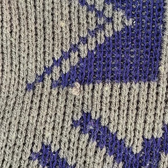 Vintage 90's taupe purple tribal Aztec crew knit sweater womens Small - Picture 3 of 5